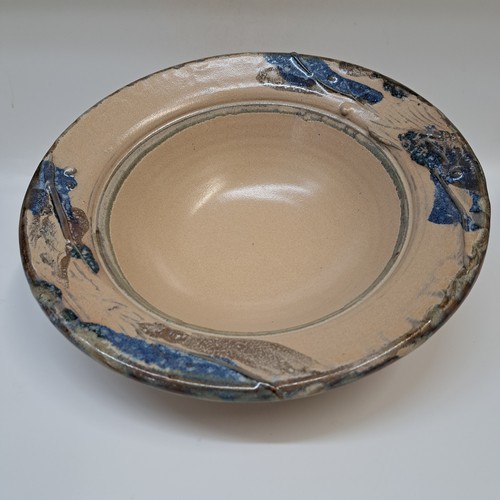 #250513 Bowl, Tan, Blue $22 at Hunter Wolff Gallery